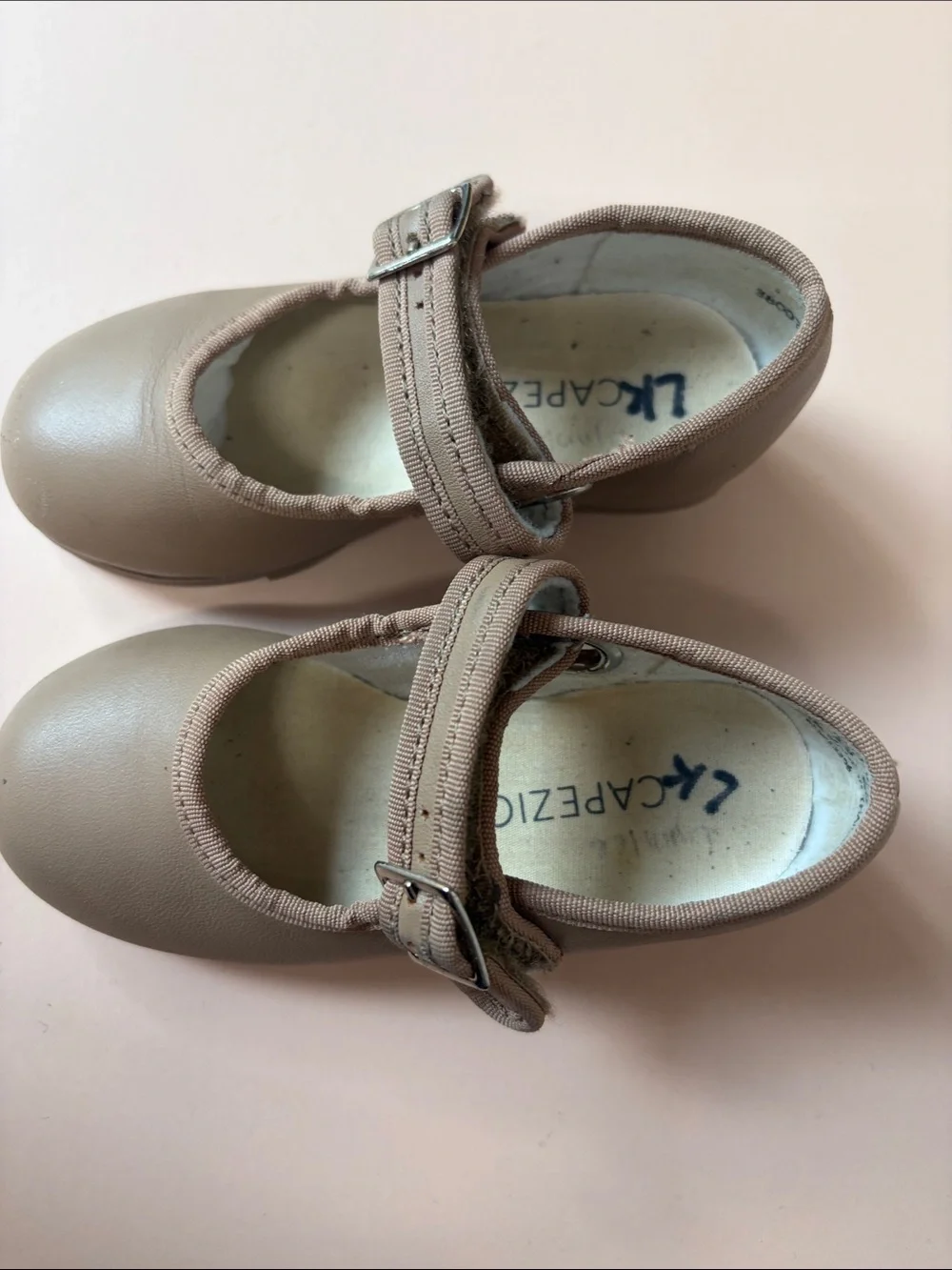 Capezio Taupe Tap Shoes with Adjustable Strap